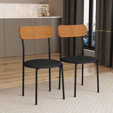 Kit 2 Cadeiras de Jantar Estofadas Ergonômico 288 Preto