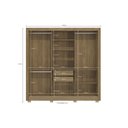 Ver imagem 6 de Guarda-Roupa 3 Portas de Correr e 2 Gavetas com Pés Marrom/Nogueira/Fendi