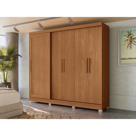 Guarda-Roupa 5 Portas e 4 Gavetas com Pés Marrom/Canela