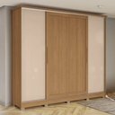 Ver imagem 1 de Guarda-Roupa 4 Portas de Correr e 4 Gavetas com Pés Marrom/Canela/Macadâmia