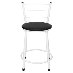 Banqueta Baixa para Cozinha Epoxi Branca:preto - 2
