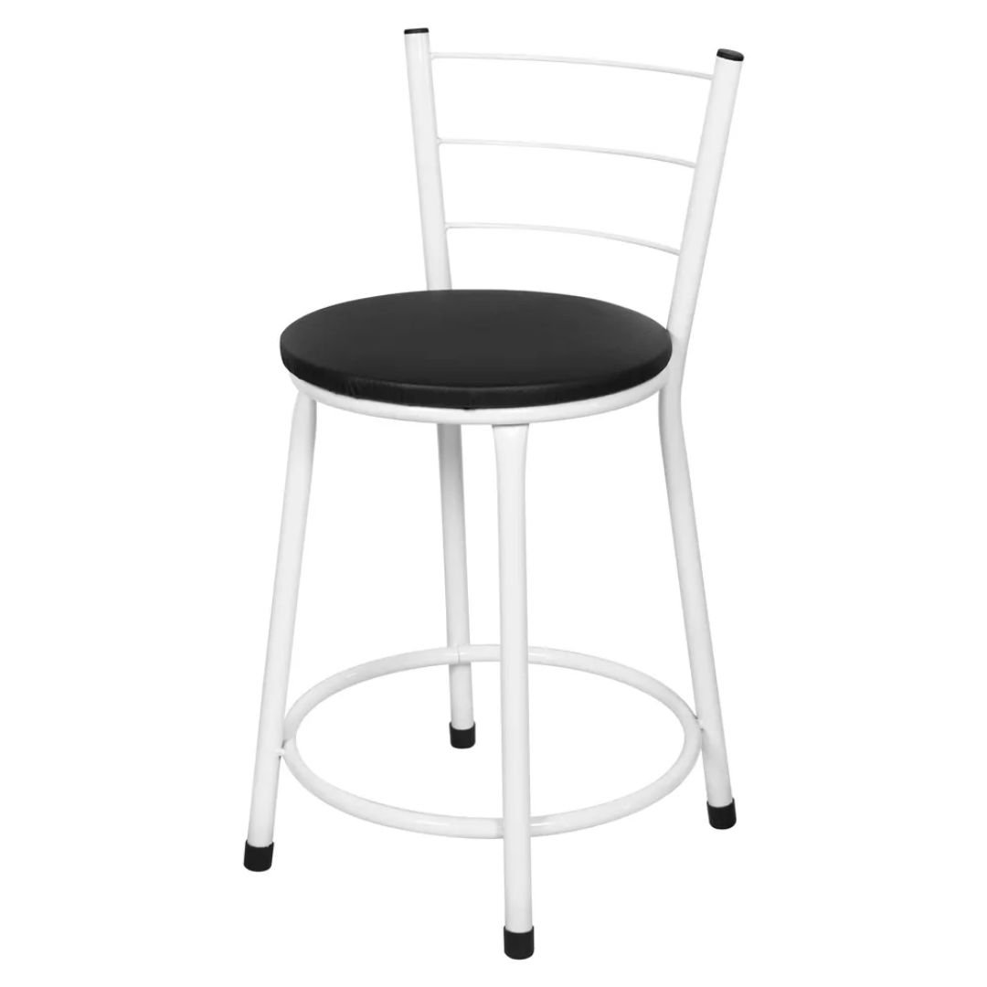 Banqueta Baixa para Cozinha Epoxi Branca:preto