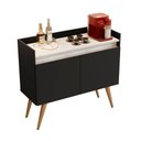 Ver imagem 1 de Aparador Buffet Gold Marmorizado 2 Portas Pés Madeira Maciça Preto/marmore Branco
