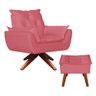 Poltrona Opala Base Giratória + Puff Amamentação Suede Rosa Goiaba - Kasa Sofá - 1