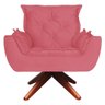 Poltrona Opala Base Giratória + Puff Amamentação Suede Rosa Goiaba - Kasa Sofá - 2