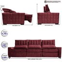 Ver imagem 2 de Sofá Retrátil e Reclinável 3,85m Cama inBox Big Star com SoftGel D40 Velupluma Vinho