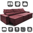 Ver imagem 3 de Sofá Retrátil e Reclinável 3,85m Cama inBox Big Star com SoftGel D40 Velupluma Vinho