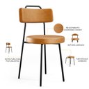 Ver imagem 4 de Kit 6 Cadeiras Decorativas Estofada Para Sala De Jantar Barcelona F01 Couríssimo Whisky - Lyam