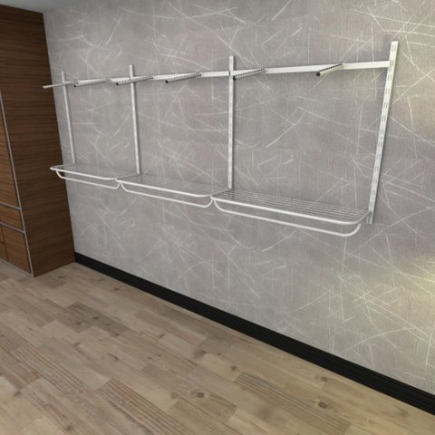 Arara de Roupas Closet Quarto com 16 Peças Regulável 300x100 Cm Cor Branco Modelo Clst1b437