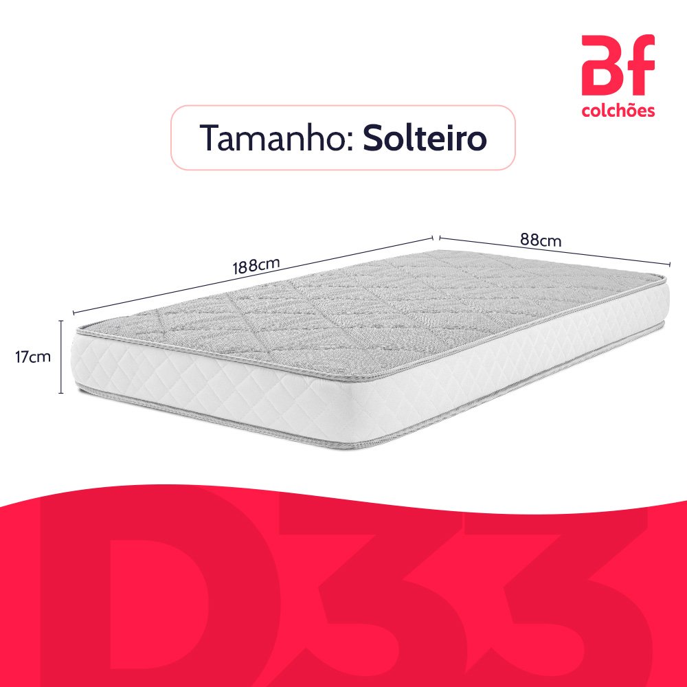 Colchão Solteiro Ortopédico de Espuma D33 a Vácuo 88x188cm Bf Colchões - 8