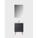 Ver imagem 1 de Gabinete para Banheiro com Cuba e Espelho 60cm Retro MDF Grafite Milano - On Móveis