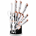 Ver imagem 1 de Kit de Facas Marmorizado com Acabamento Rose Gold 9 Peças