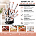 Ver imagem 3 de Kit de Facas Marmorizado com Acabamento Rose Gold 9 Peças