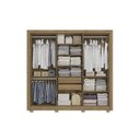 Ver imagem 3 de Guarda-Roupa 6 Portas e 2 Gavetas com Pés e Espelho Marrom/Nogueira/Fendi