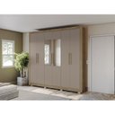 Ver imagem 1 de Guarda-Roupa 6 Portas e 2 Gavetas com Pés e Espelho Marrom/Nogueira/Fendi