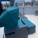 Ver imagem 3 de Chaise Concha com Puff em Fibra Sintética Sofá Área Externa Sofá com Toldo