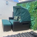Ver imagem 2 de Chaise Concha com Puff em Fibra Sintética Sofá Área Externa Sofá com Toldo