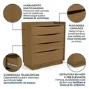 Ver imagem 4 de Cômoda para Quarto 4 Gavetas Kappesberg M260 Canela