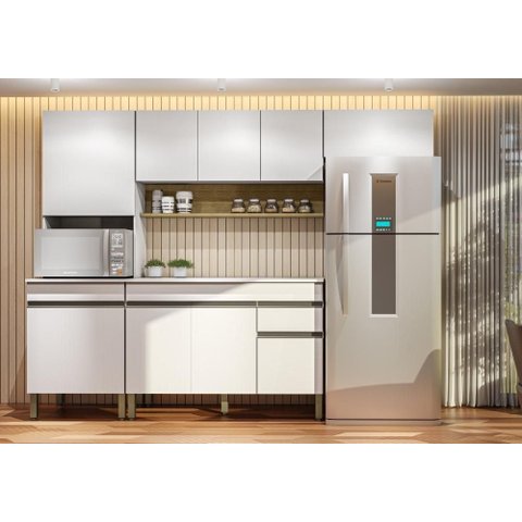 Cozinha Compacta Completa com Balcão 120cm com Tampo 4 Peças