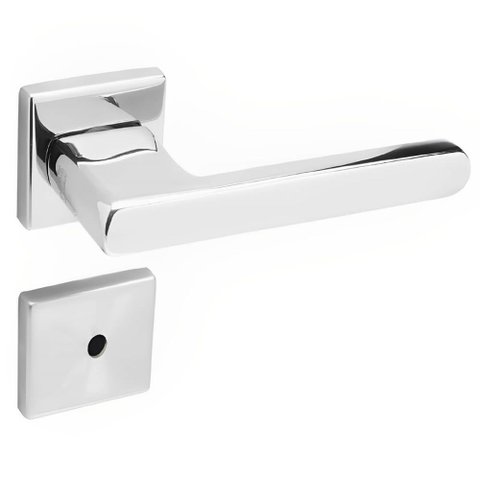 Conjunto de Fechadura 454 em Inox para Banheiro St255 Roseta 333 de Inox Polido - 43105039-5 - La Fo
