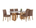 Ver imagem 1 de Conjunto Sala de Jantar Mesa Téssera 170 Tampo Vidro Off White com 6 Cadeiras Téssera - Lopas Amendo