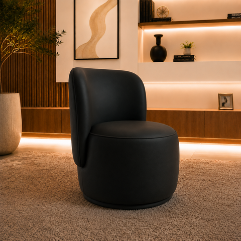 Poltrona Decorativa Bia Orgânica Corino Recepção Sala Estar Quarto
