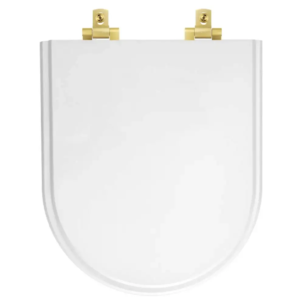 Assento Sanitário MDF Soft Close Level Branco para Vaso Deca com Ferragem Dourada - 1