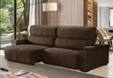 Ver imagem 1 de Sofá Retrátil e Reclinável Milão 3 Lugares Marrom 2,50m Suede com Porta Copos Sofá Casa