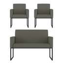 Ver imagem 1 de Kit Sofá 2 Lugares + 2 Poltronas para Recepção Sala Balaqui Cor:cinza