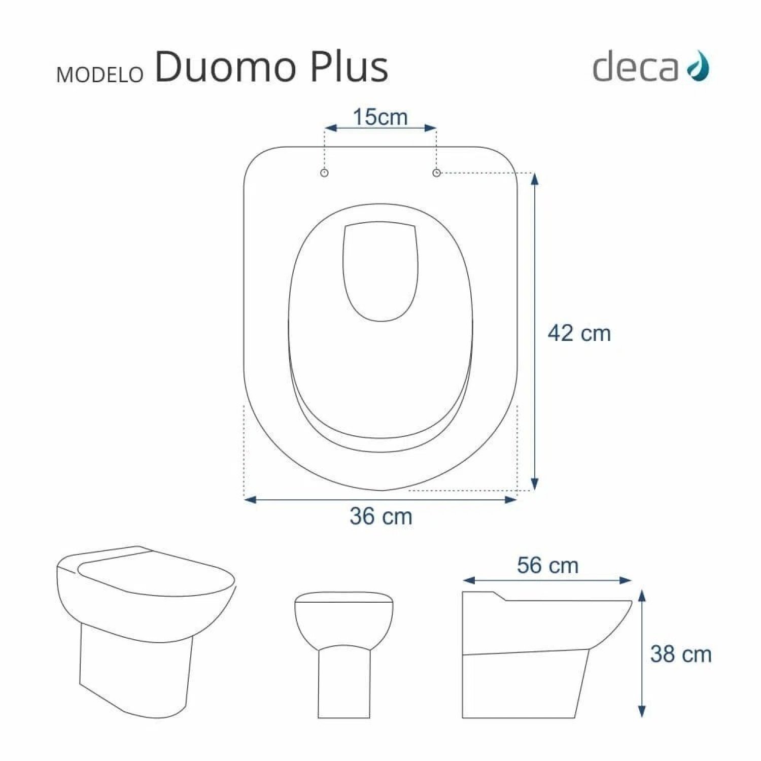 Assento Sanitário Poliéster Para Louça Duomo Plus (Deca) Aço Sedile - 5