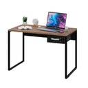Ver imagem 1 de Mesa para Escritório Escrivaninha Industrial com Gaveta 1,00m - Nogal/preto