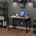 Ver imagem 4 de Mesa para Escritório Escrivaninha Industrial com Gaveta 1,00m - Nogal/preto