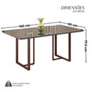 Ver imagem 3 de Mesa para Sala de Jantar Retangular 160x90cm MDF com Vidro Lunna Cinza/Marrom/Grafite