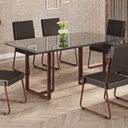 Ver imagem 2 de Mesa para Sala de Jantar Retangular 160x90cm MDF com Vidro Lunna Cinza/Marrom/Grafite