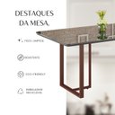 Ver mais imagens de Mesa para Sala de Jantar Retangular 160x90cm MDF com Vidro Lunna Cinza/Marrom/Grafite