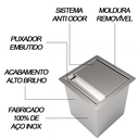 Ver imagem 3 de Cll Lixeira de Embutir Quadrada Inox 4 Litros de Bancada
