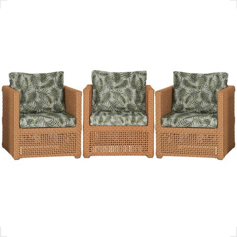 3 Poltronas Madri Alumínio Corda Náutica Estofado 5 Trama Original