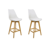 Kit 2 Banquetas de Cozinha com Base Alta Assento Estofado na Cor Branca e Armação de Madeira Bering - 4