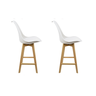 Kit 2 Banquetas de Cozinha com Base Alta Assento Estofado na Cor Branca e Armação de Madeira Bering - 2
