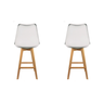 Kit 2 Banquetas de Cozinha com Base Alta Assento Estofado na Cor Branca e Armação de Madeira Bering - 3