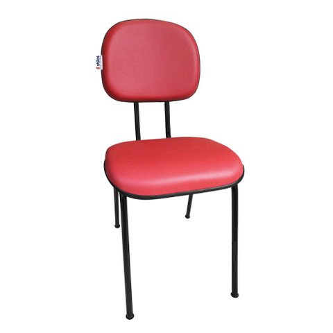 Cadeira para Escritório Fixa Secretaria Pé Palito Courvin Sintetico Vermelha Recepção Clinicas