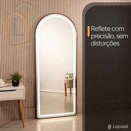 Espelho Jateado com Led Grande Corpo Inteiro com Moldura com Suporte de Chão 170x70cm Luxo Preto - 3