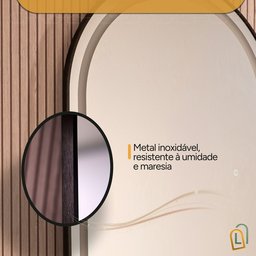 Espelho Jateado com Led Grande Corpo Inteiro com Moldura com Suporte de Chão 170x70cm Luxo Preto - 5