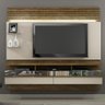 Painel Home para Tv 65 Polegadas com Led Sala 2 Portas com Espelho Mdf Marrom Madeira Off White - 1