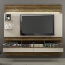 Ver imagem 1 de Painel Home para Tv 65 Polegadas com Led Sala 2 Portas com Espelho Mdf Marrom Madeira Off White