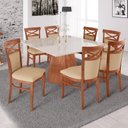 Ver imagem 5 de Cadeira Decorativa Sala de Jantar Minos Madeira Maciça com Puxador Poliéster Creme - Gran Belo