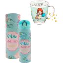 Ver imagem 3 de Kit Presente Dia Das Mães Garrafa Térmica Inox 450ml + Caneca Vidro 380ml Amor em Cada Detalhe:rosa