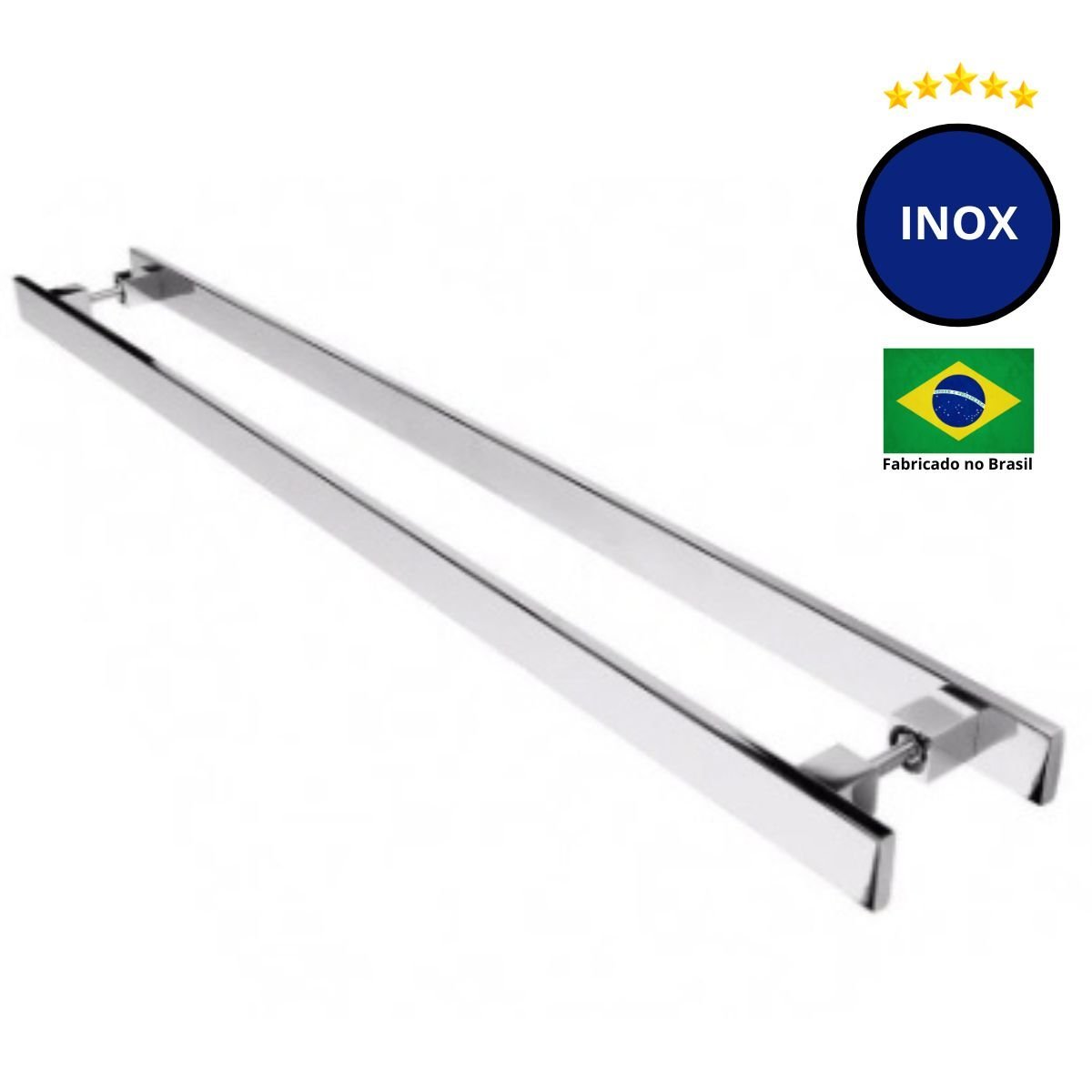 Puxador Porta de Madeira ou Vidro 4cm x 1cm Inox Polido Loja da Indústria 1500mm x 1000mm - 2