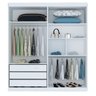 Guarda-roupa Solteiro Smart com Espelho 100% Mdf 2 Portas 3 Gavetas Bom Pastor - Branco - 2