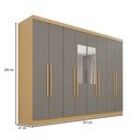 Ver imagem 4 de Guarda-roupa Casal Pinheiro 8 Portas 4 Gavetas com Espelho Jequitibá/granizo - Pnr Móveis